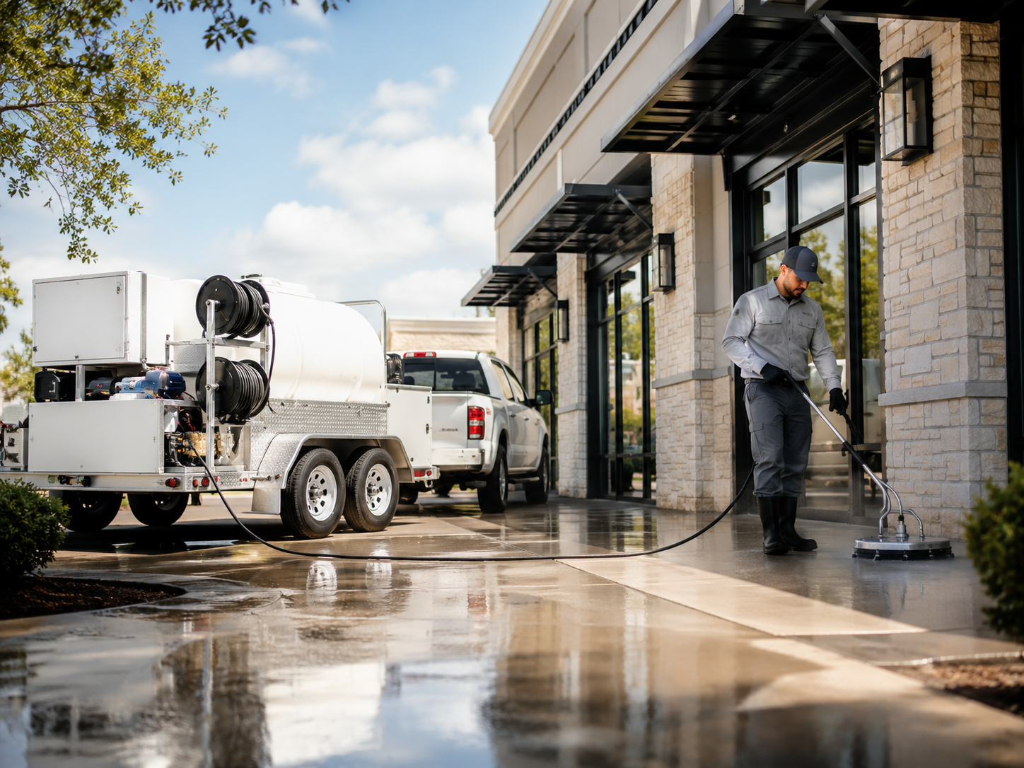 More Than Just Sudz team preparing pressure washing equipment