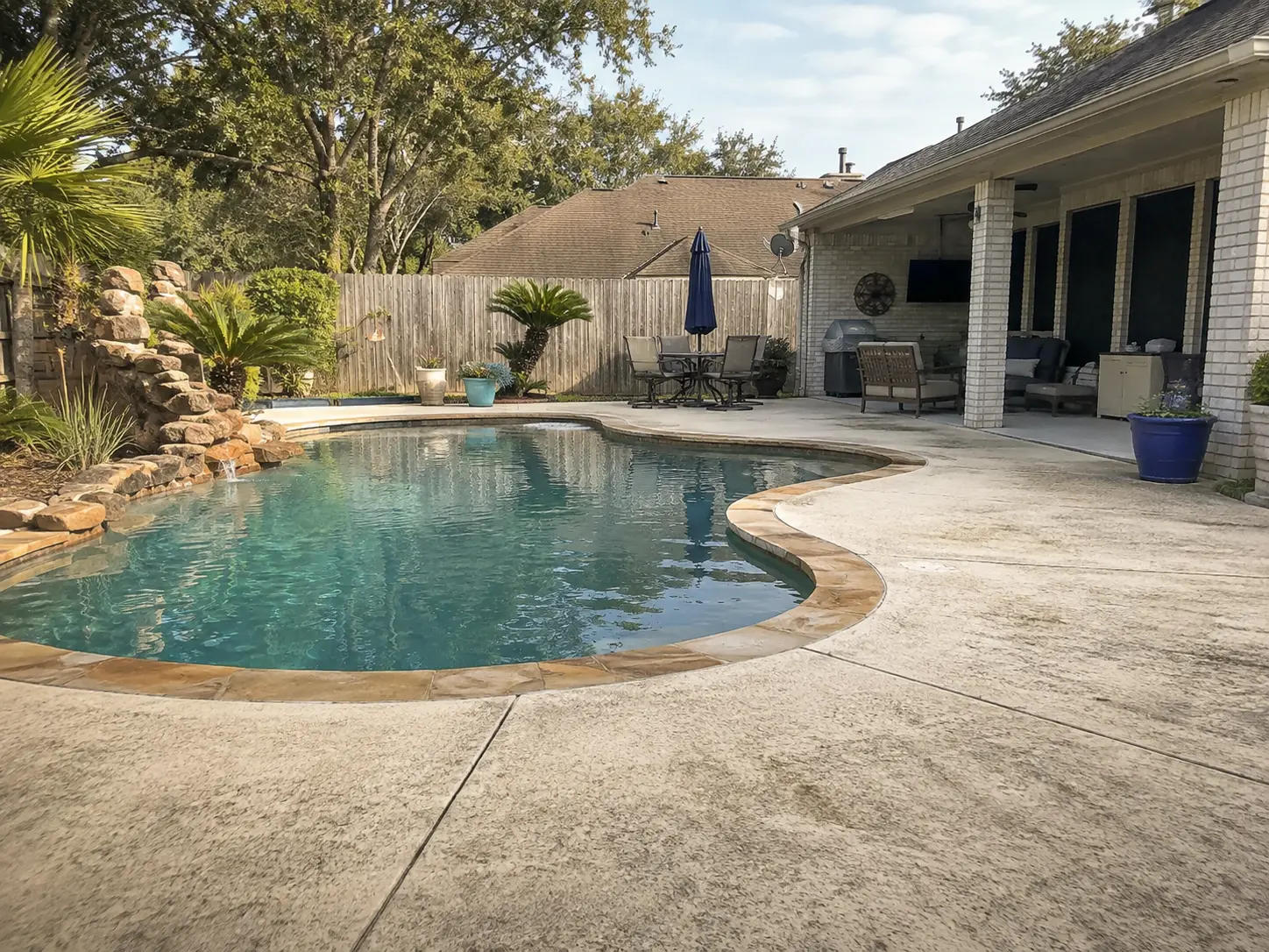 Before pool-deck cleaning on a residential property
