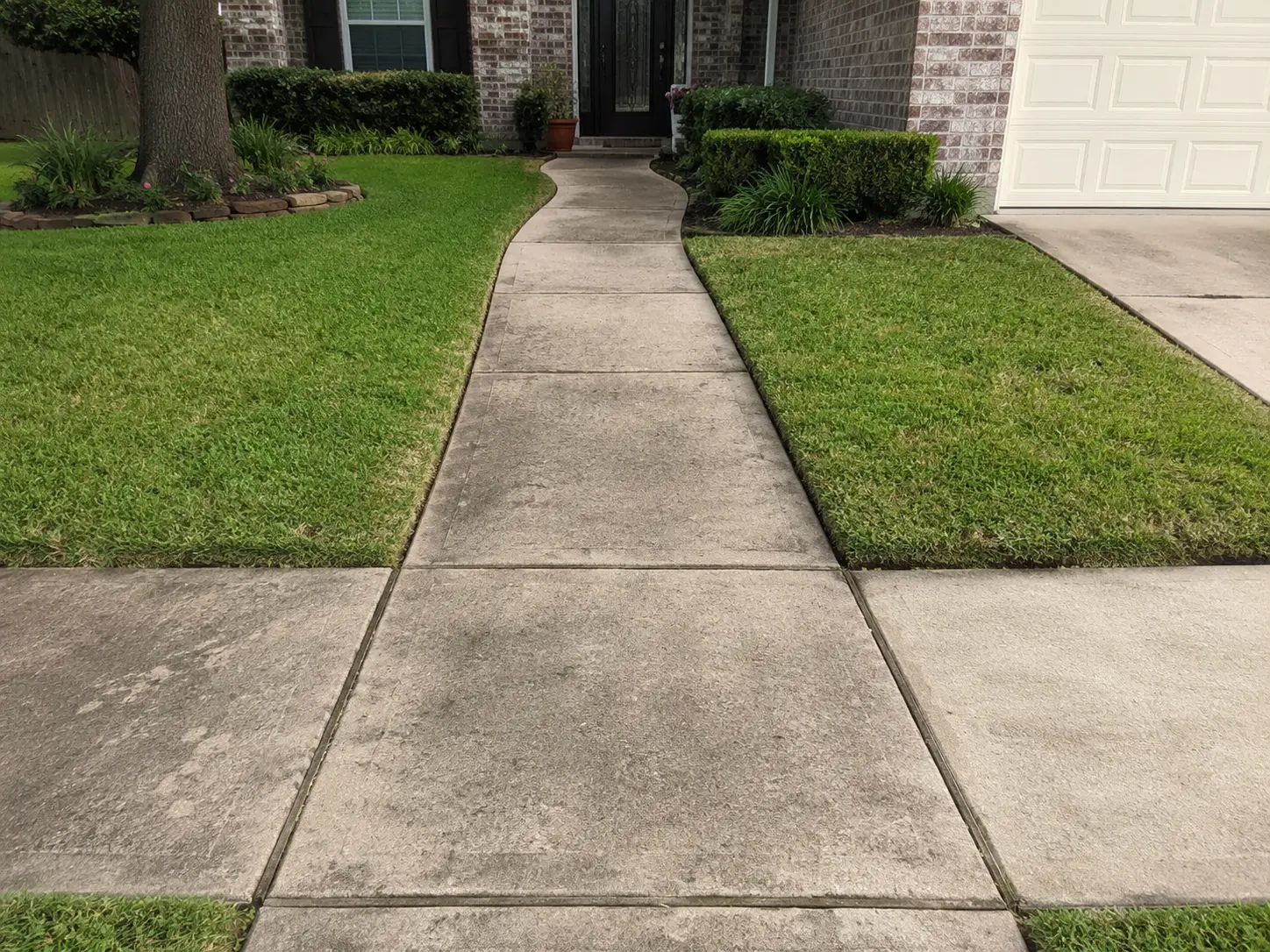 Before residential sidewalk and walkway cleaning on a residential property