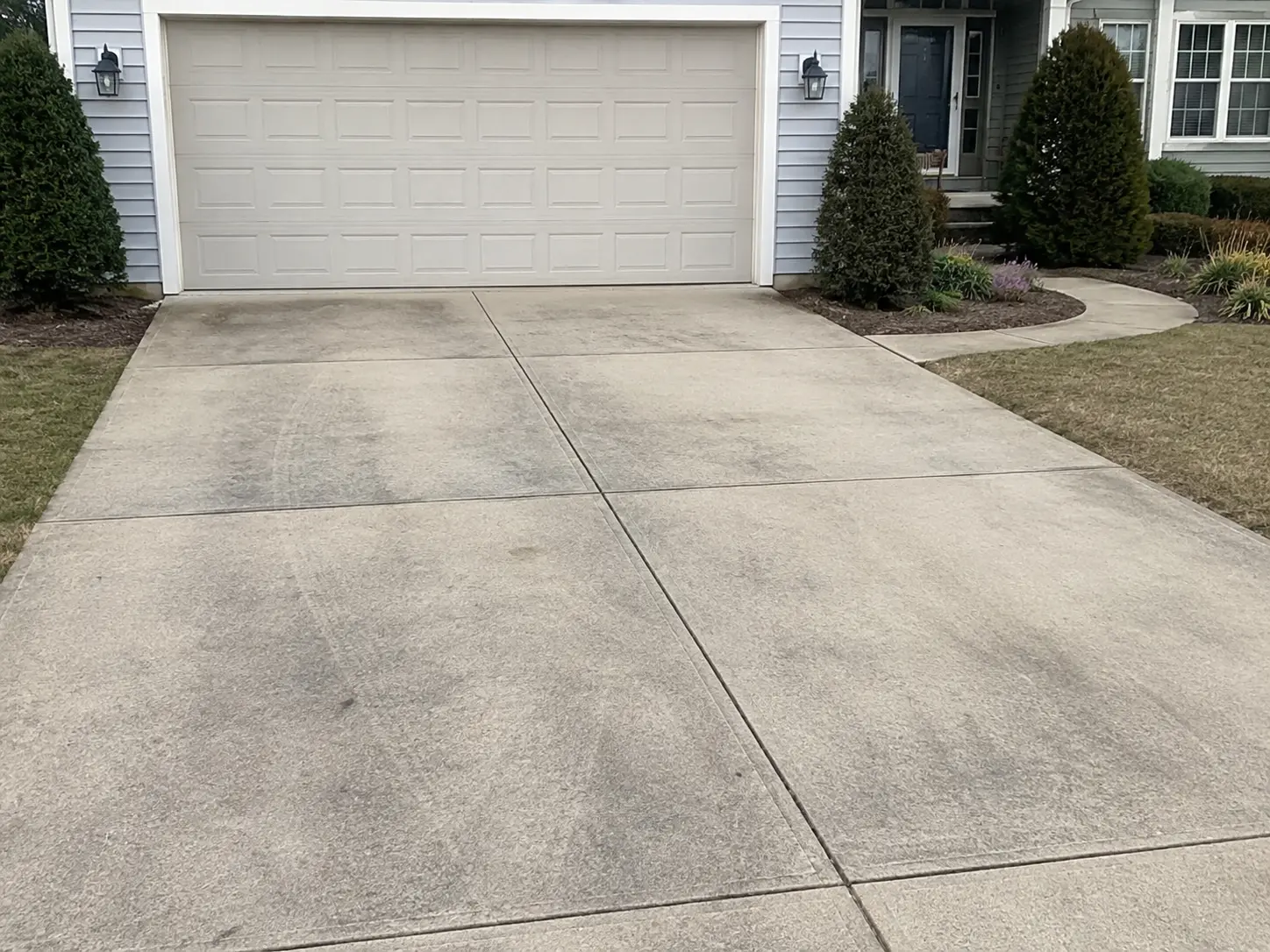 Before driveway and residential concrete cleaning on a residential property