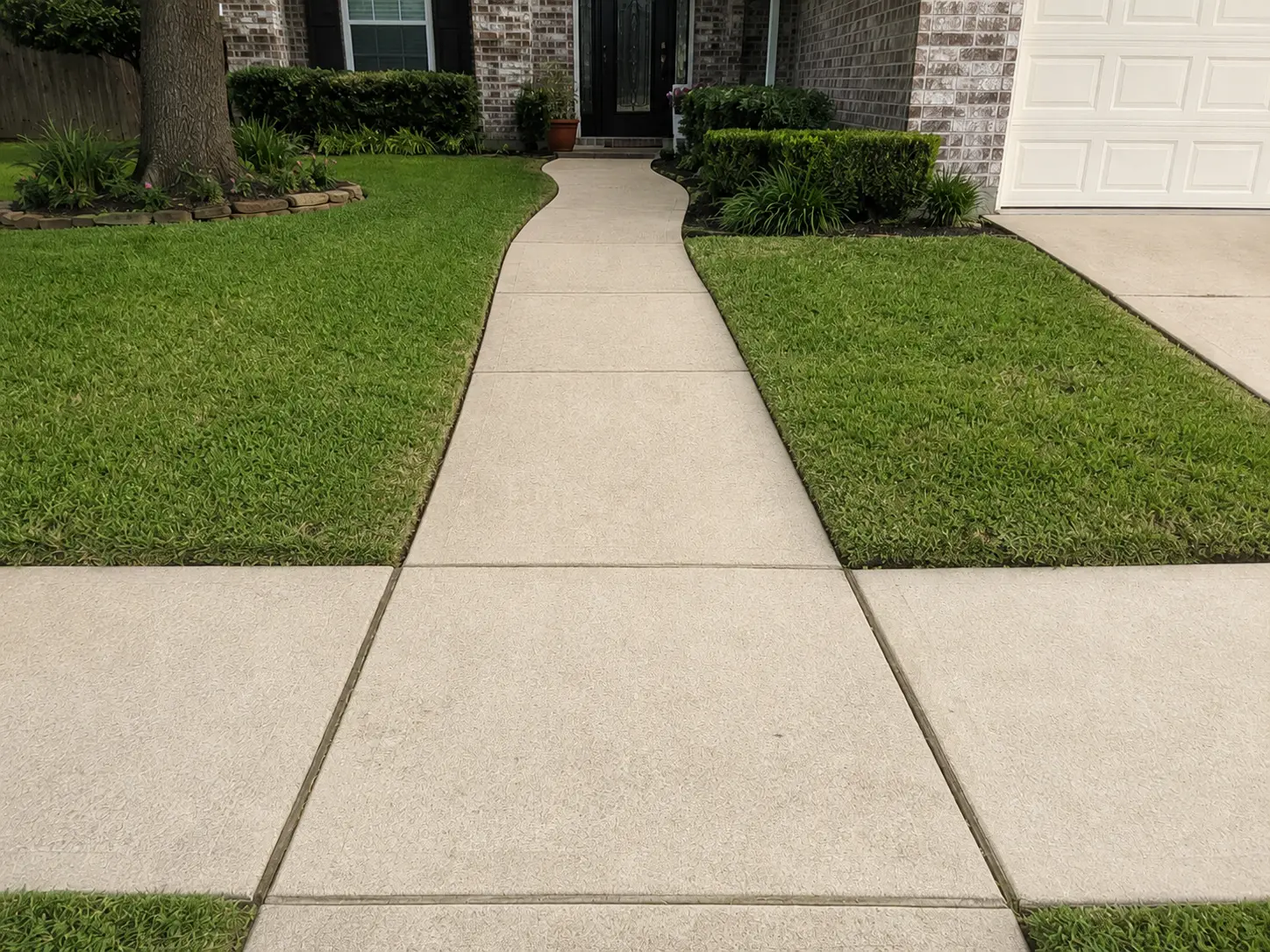 After residential sidewalk and walkway cleaning on a residential property