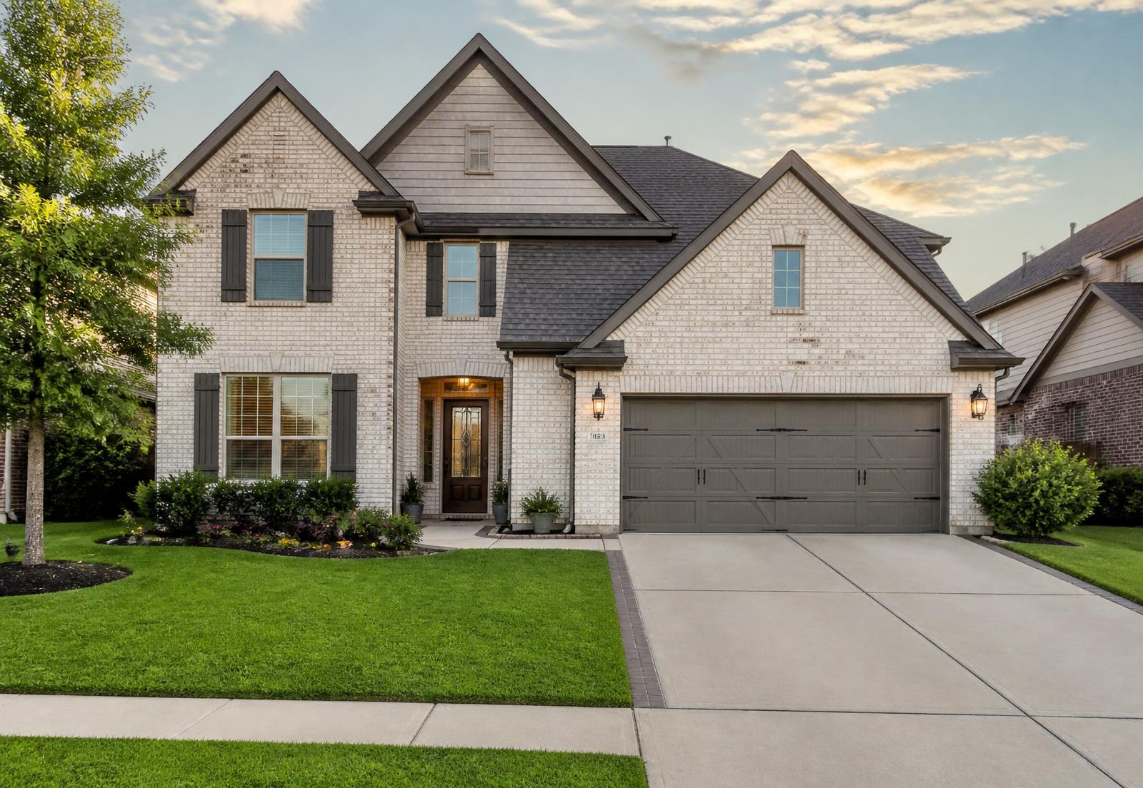 Clean brick home exterior in a Houston-area neighborhood